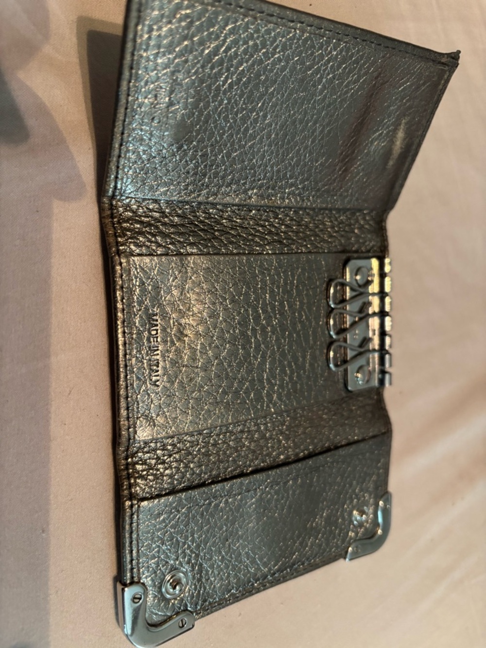 Authentic Prada Metallic Anthracite Leather Key Case – Rare Cahier Hardware - Picture 3 of 11